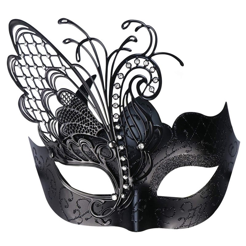 Coddsmz Mysterious Venetian Butterfly Lady Masquerade Halloween Party Mask (Black-2) - Image 1